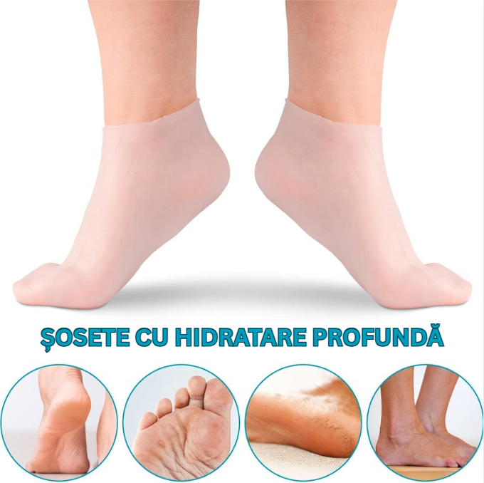 Şosete hidratante-exfoliante din silicon pentru picioare crăpate