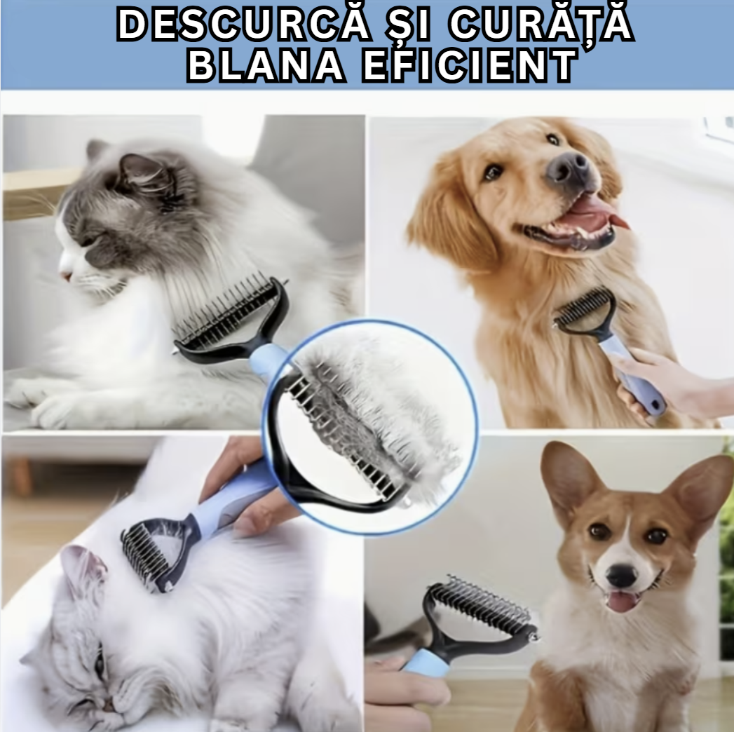 Perie 2-în-1 pentru Descurcarea și Curățarea Blănii – Câini și Pisici