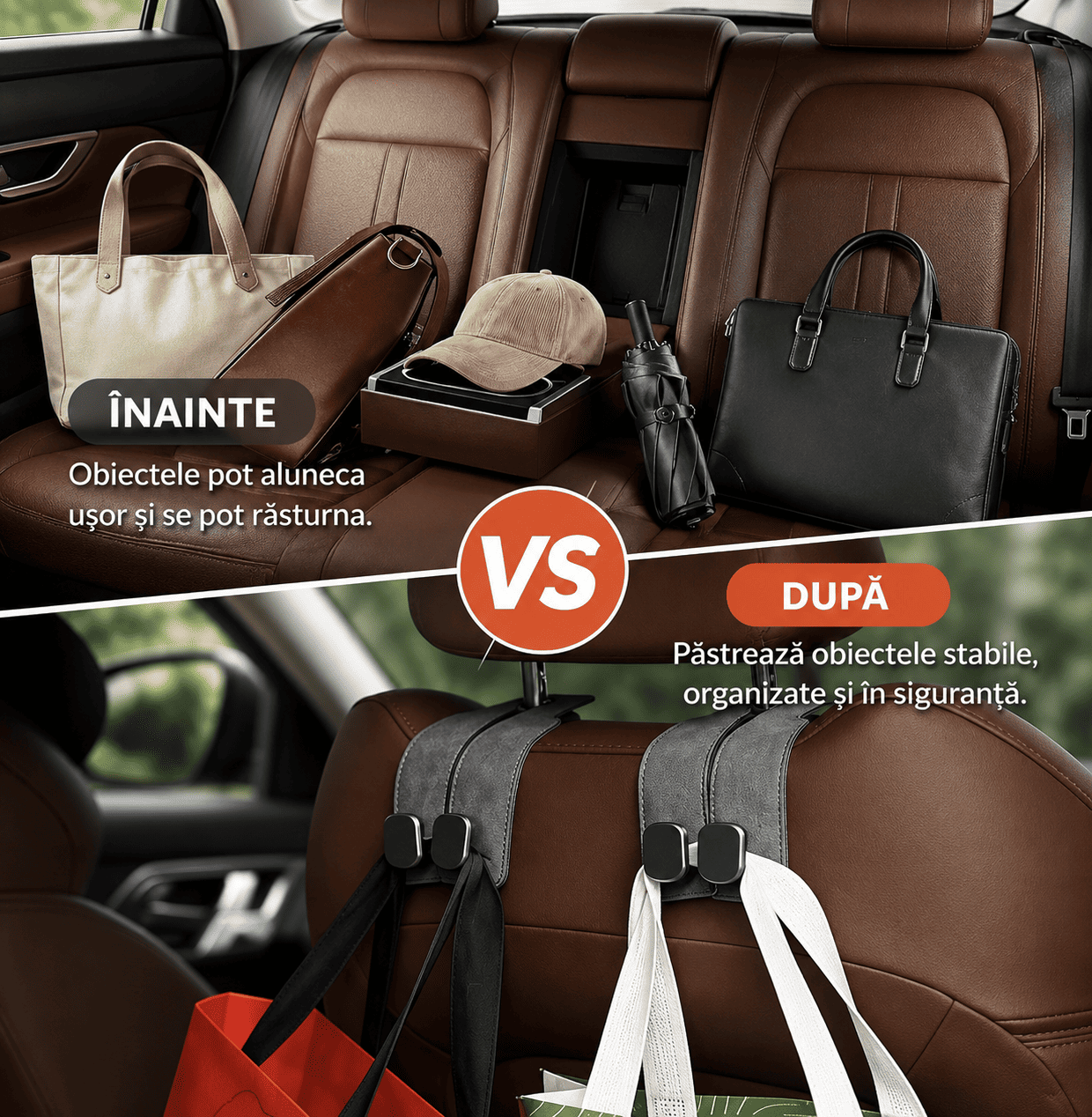 Set 2 Cârlige Auto Premium pentru Tetieră