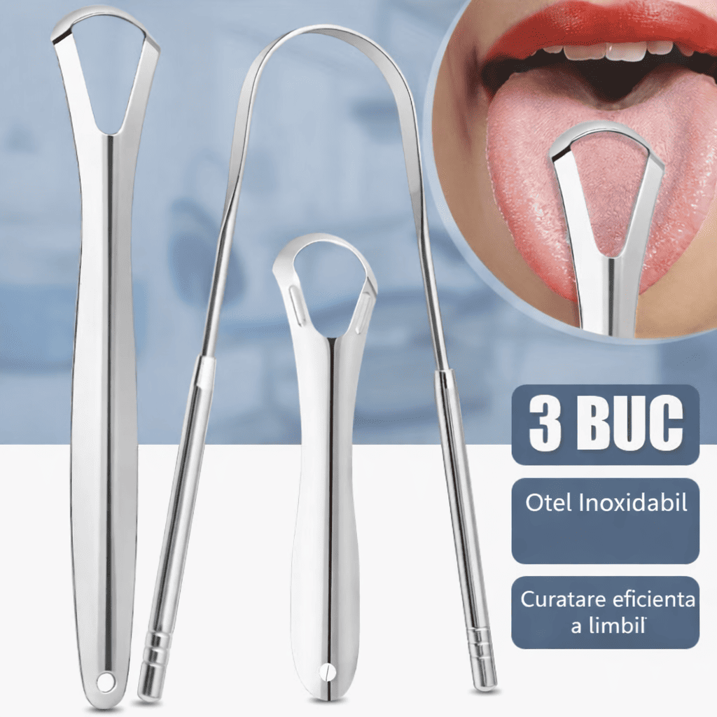 Set Complet Curățare Limbă (3 piese) – Respirație Proaspătă Instant