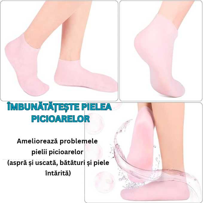 Şosete hidratante-exfoliante din silicon pentru picioare crăpate