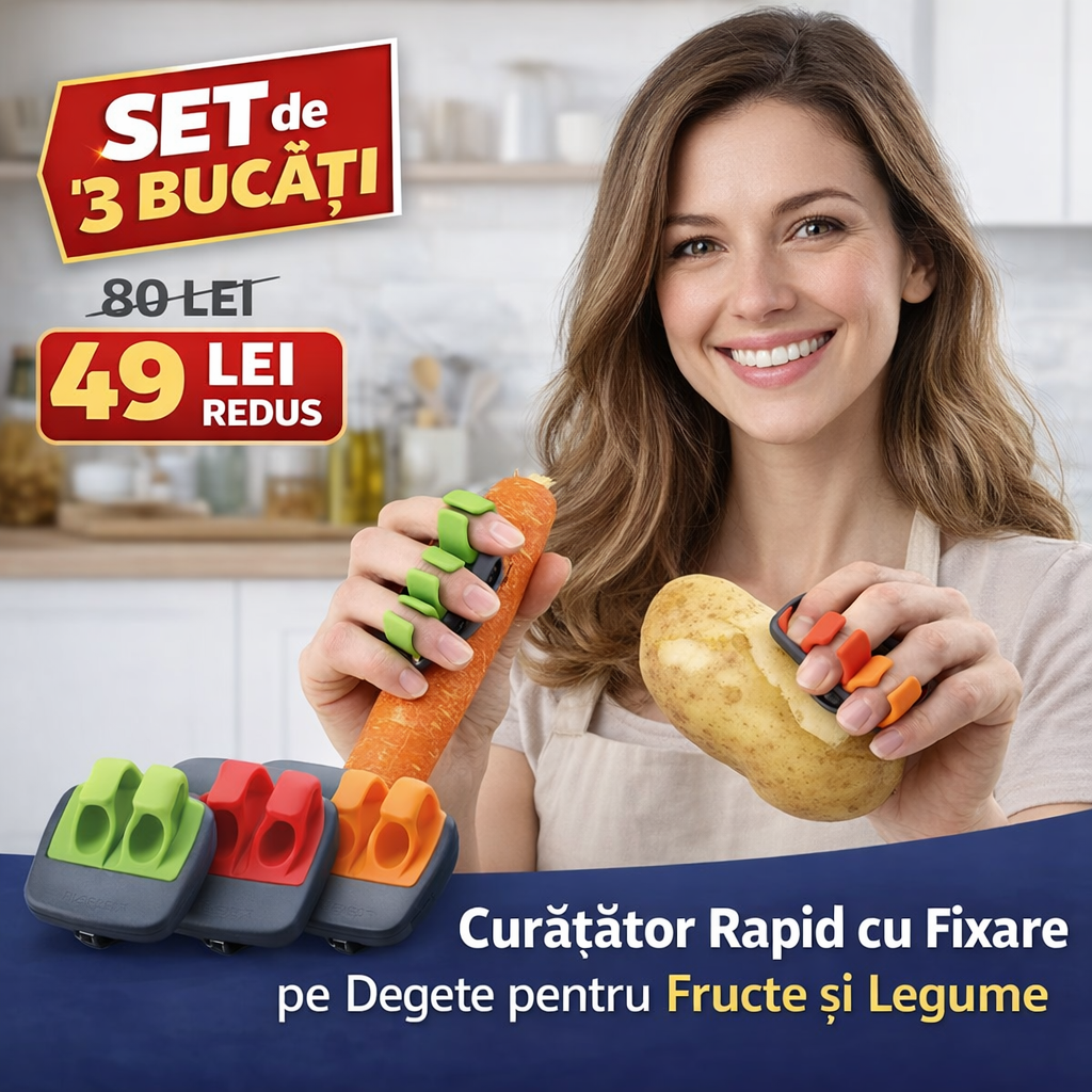 Set 3 Curățătoare Rapide cu Fixare pe Degete pentru Fructe și Legume