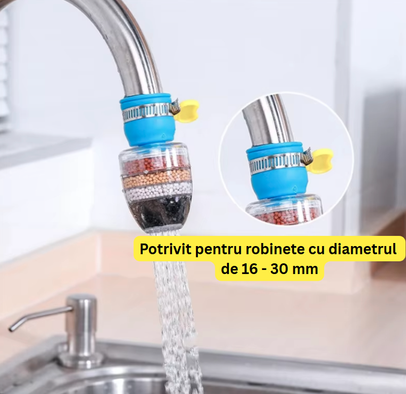 Filtru de apă pentru robinet cu 6 straturi de filtrare activă