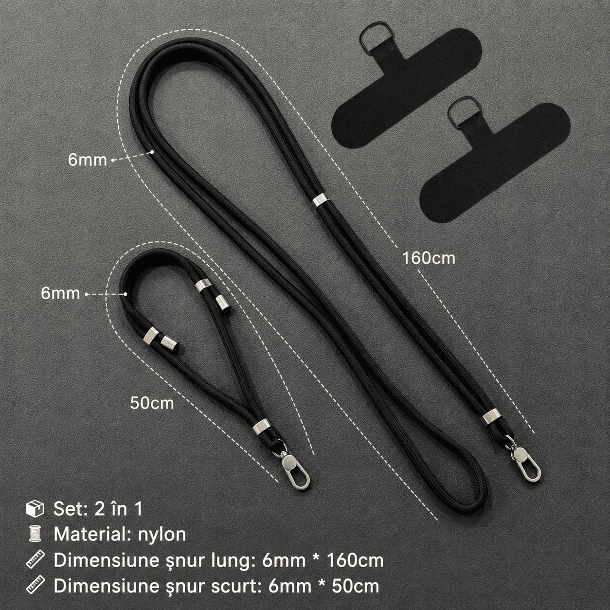 Set 2 Curele Telefon – Lungă + Scurtă (Hands-Free)