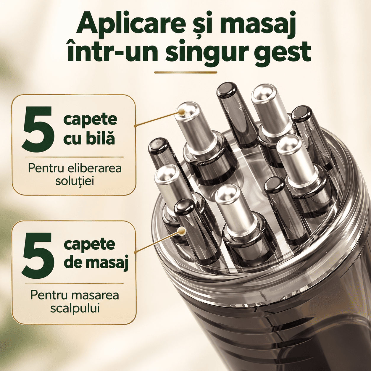 Aplicator de Ulei pentru Scalp cu Funcție de Masaj – 2 în 1