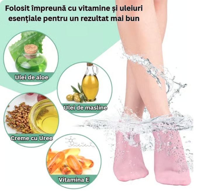 Şosete hidratante-exfoliante din silicon pentru picioare crăpate