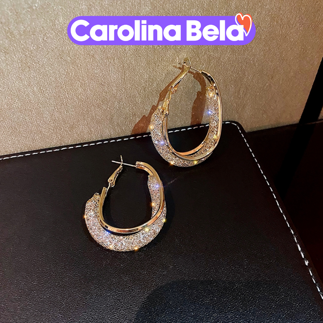Cercei ovali de lux cu strasuri | Carolina Bela™