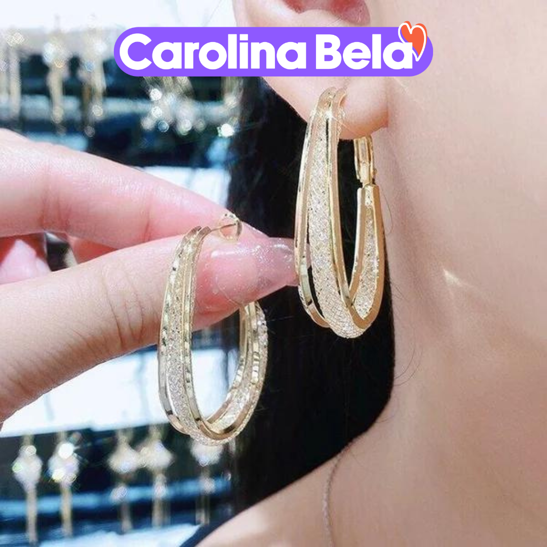 Cercei ovali de lux cu strasuri | Carolina Bela™