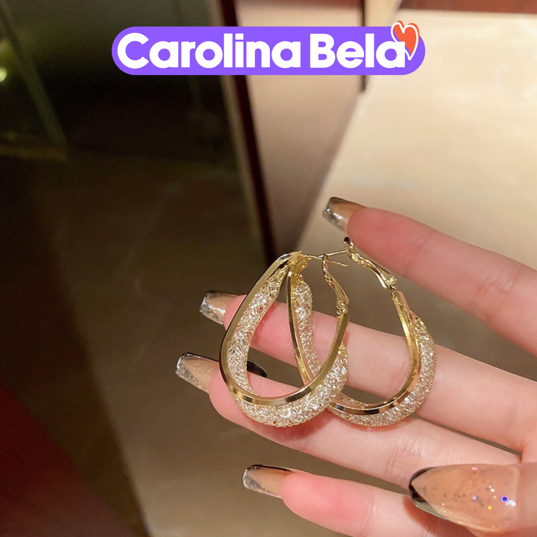 Cercei ovali de lux cu strasuri | Carolina Bela™