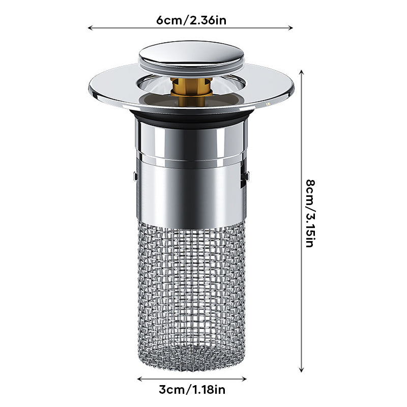 Set 2 Filtre din inox cu dop apăsabil pentru chiuvetă și scurgeri