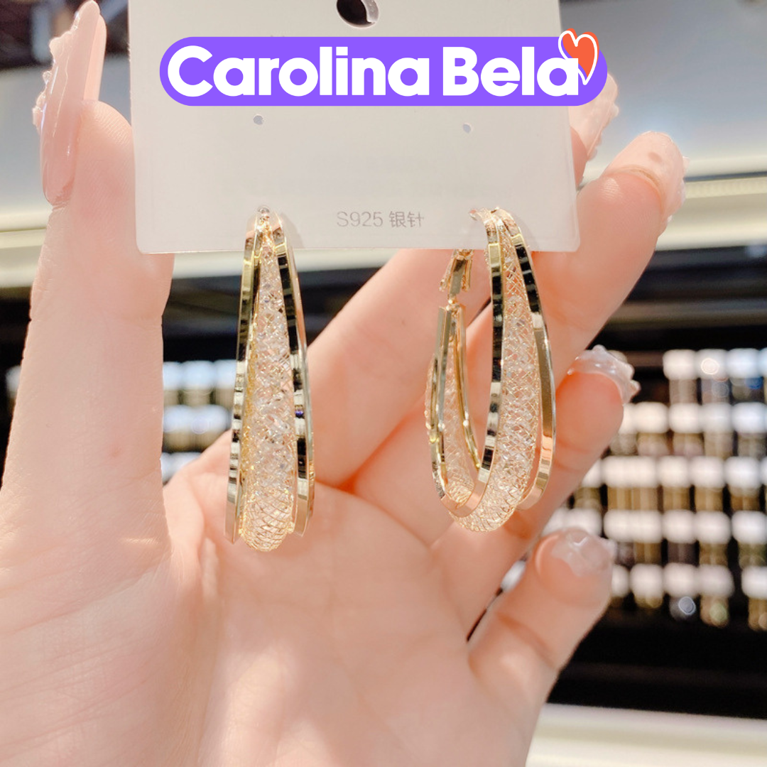 Cercei ovali de lux cu strasuri | Carolina Bela™