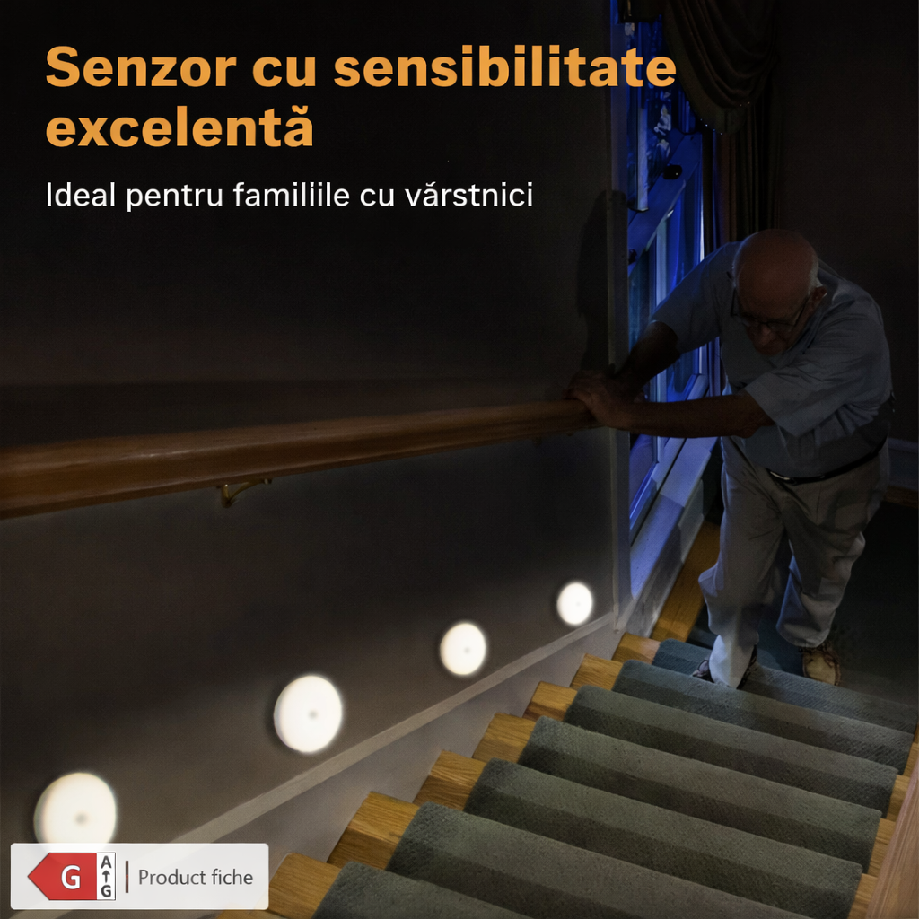Lampă LED cu senzor de mișcare, magnetică, reîncărcabilă USB