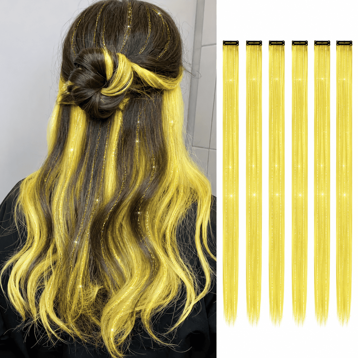Set 5 Extensii de Păr cu Sclipici și Clips