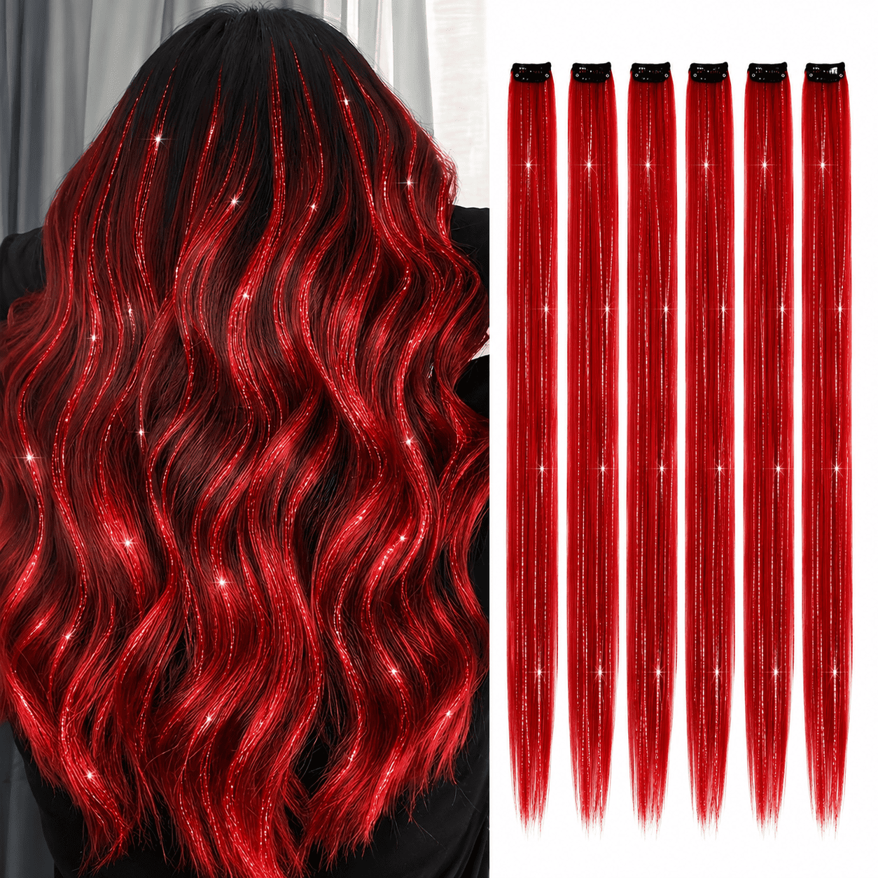 Set 5 Extensii de Păr cu Sclipici și Clips
