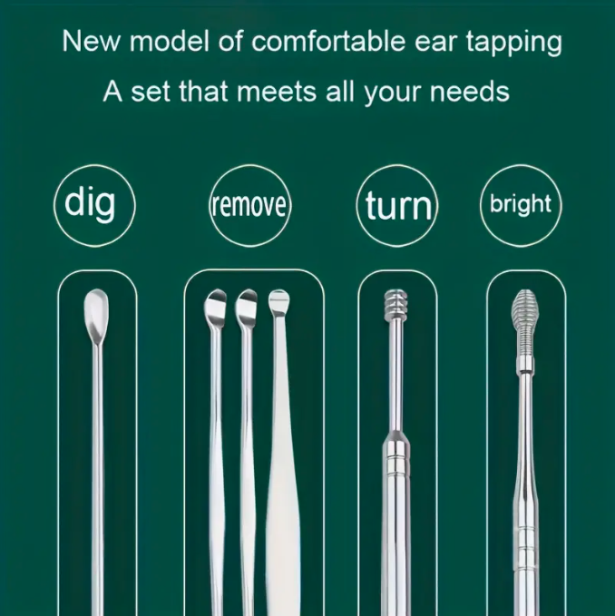 Set pentru curătarea cerii din urechi (6 piese) | EARPIN
