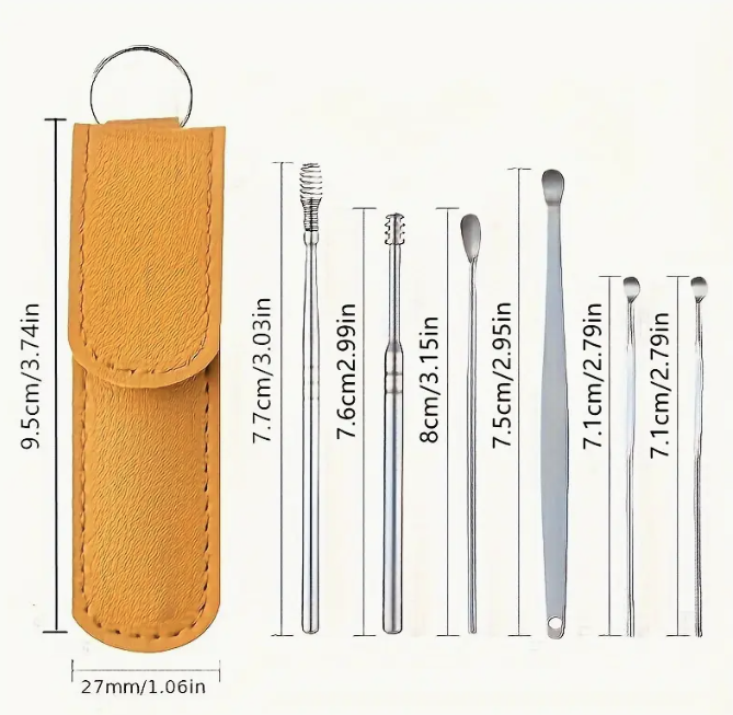 Set pentru curătarea cerii din urechi (6 piese) | EARPIN