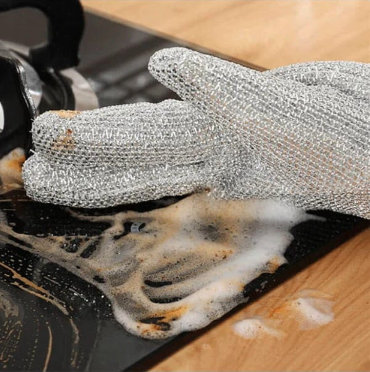 Manusi de Spalat Vase Impermeabile cu Microfibra Metalica