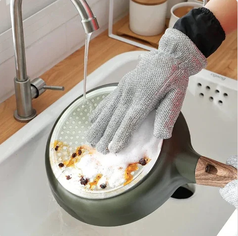 Manusi de Spalat Vase Impermeabile cu Microfibra Metalica