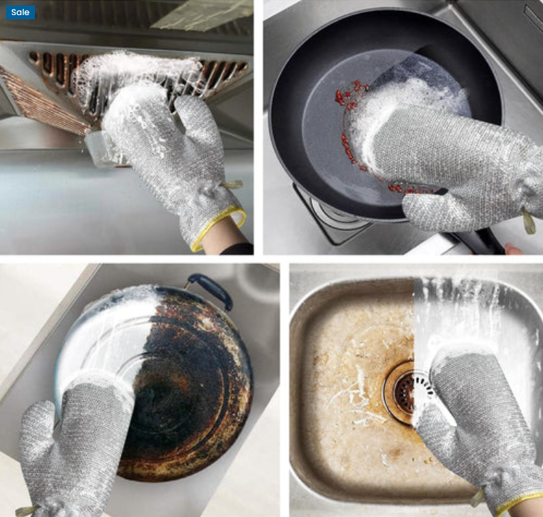 Manusi de Spalat Vase Impermeabile cu Microfibra Metalica