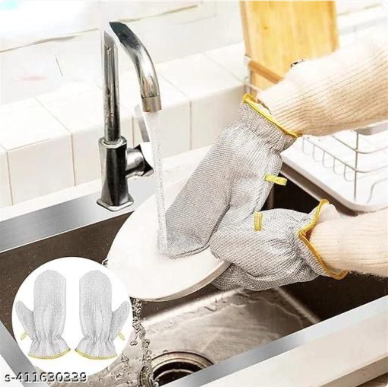 Manusi de Spalat Vase Impermeabile cu Microfibra Metalica