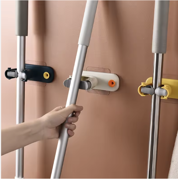 Set 3 Suporti pentru Mop, Mături & Unelte – Montaj Fără Găurire