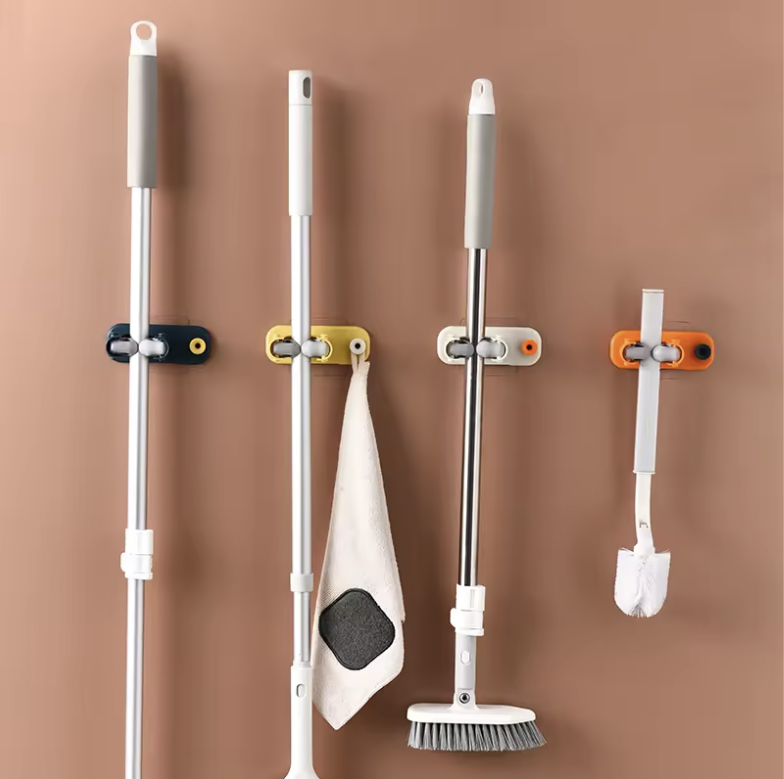 Set 3 Suporti pentru Mop, Mături & Unelte – Montaj Fără Găurire