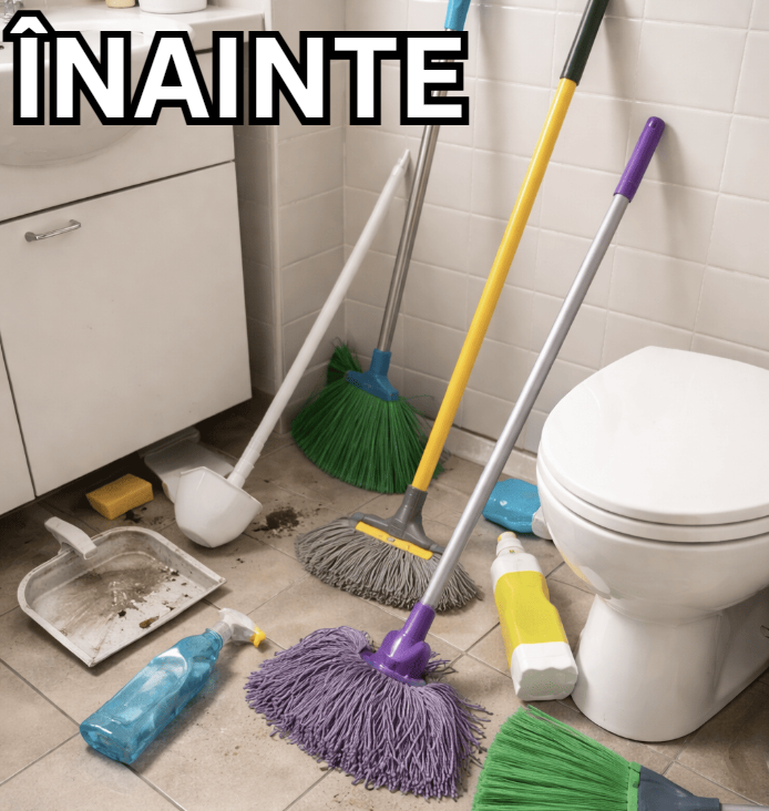 Set 3 Suporti pentru Mop, Mături & Unelte – Montaj Fără Găurire