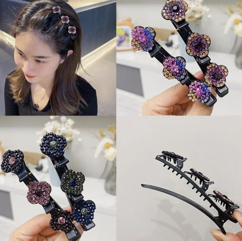 Set 5 Agrafe de Păr cu Cristale Florale – Design Elegant cu Strass