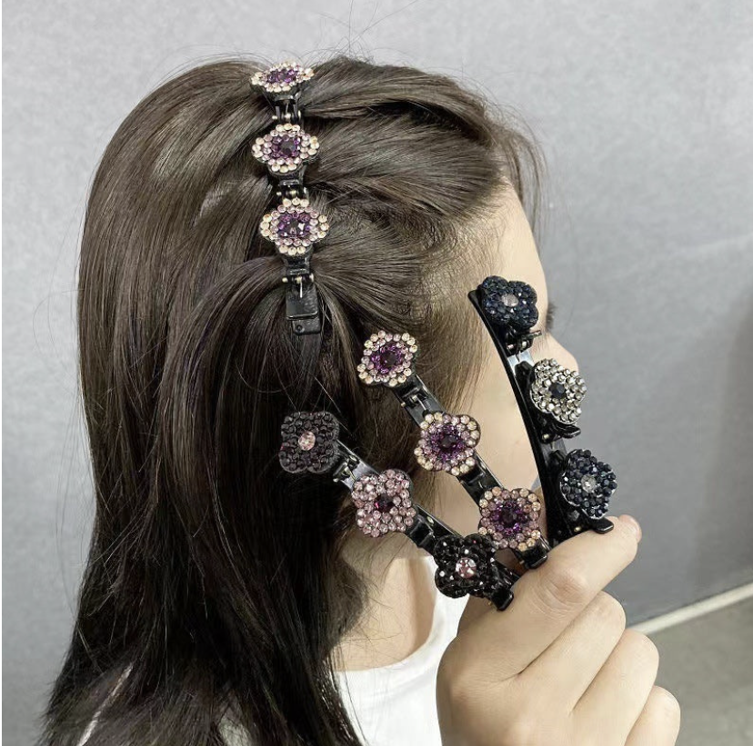 Set 5 Agrafe de Păr cu Cristale Florale – Design Elegant cu Strass
