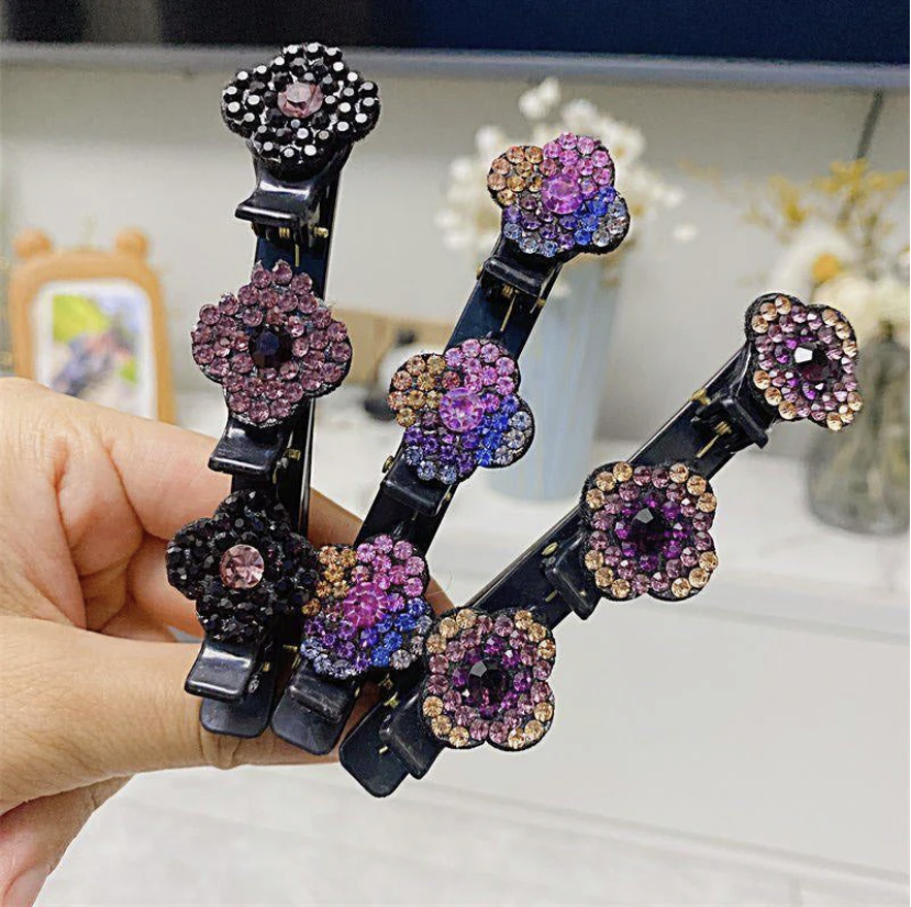 Set 5 Agrafe de Păr cu Cristale Florale – Design Elegant cu Strass