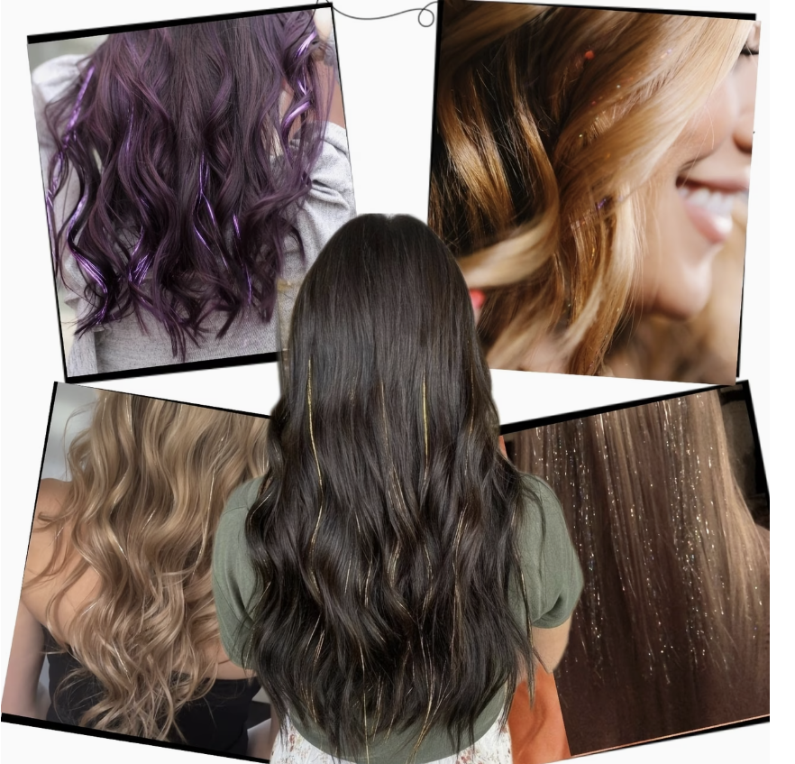 Set 5 Extensii de Păr cu Sclipici și Clips