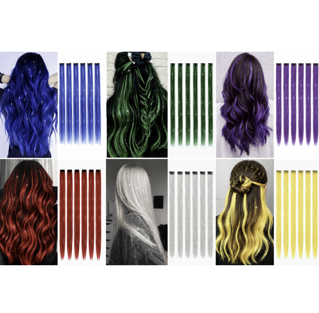 Set 5 Extensii de Păr cu Sclipici și Clips