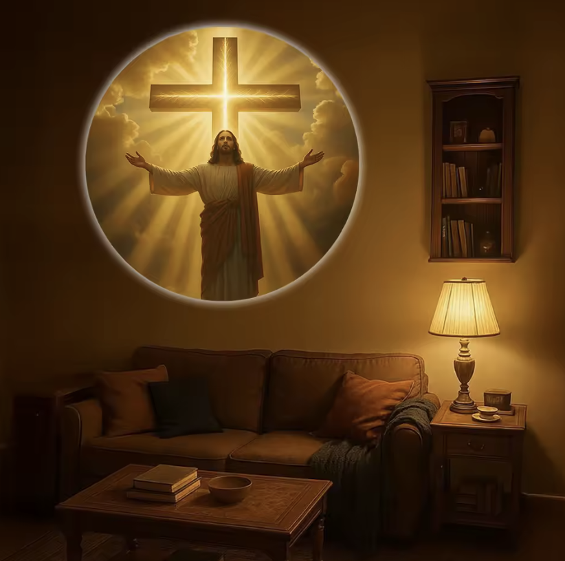 Lampa Holografică cu Iisus sau Fecioara Maria – 6 Proiecții Interschimbabile