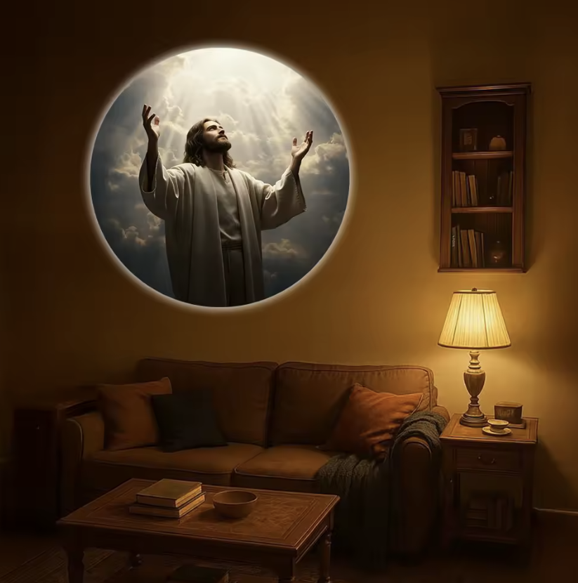 Lampa Holografică cu Iisus sau Fecioara Maria – 6 Proiecții Interschimbabile