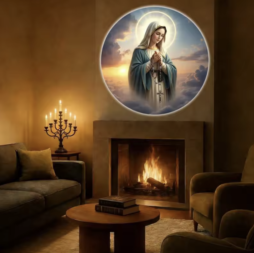Lampa Holografică cu Iisus sau Fecioara Maria – 6 Proiecții Interschimbabile