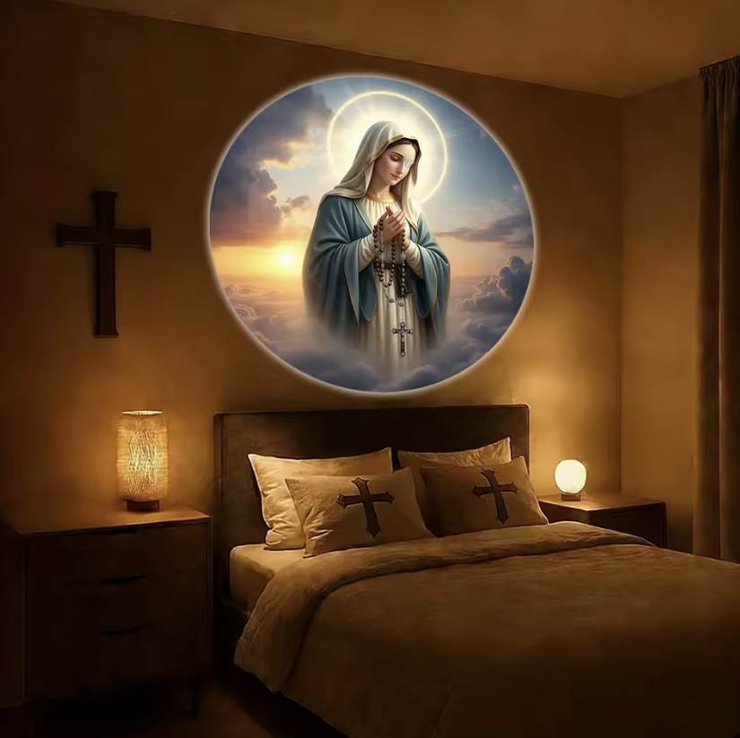 Lampa Holografică cu Iisus sau Fecioara Maria – 6 Proiecții Interschimbabile