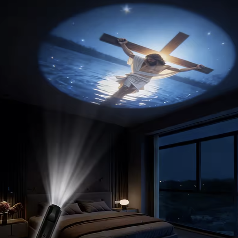 Lampa Holografică cu Iisus sau Fecioara Maria – 6 Proiecții Interschimbabile