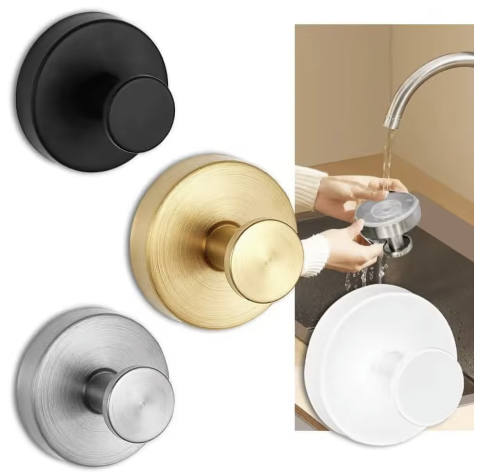 Set 2 Cârlige din Otel Inoxidabil Multifuncționale cu Fixare prin Vidare