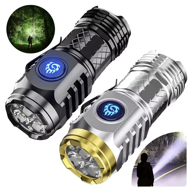 Lanternă LED Reîncărcabilă prin USB-C Ultra-Compactă cu 3 LED-uri