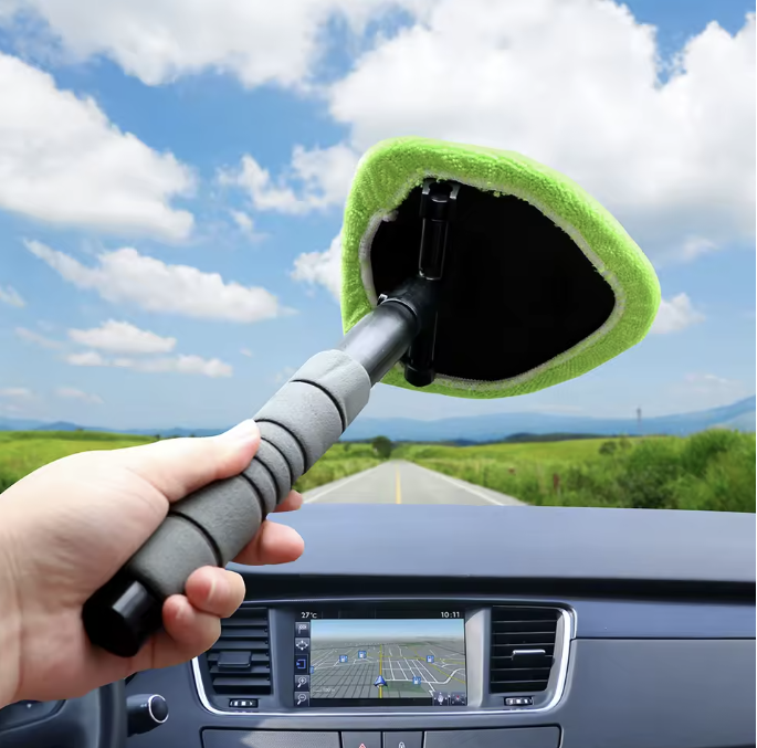 Lavetă cu mâner pentru curățarea parbrizului pe interior + 3 rezerve