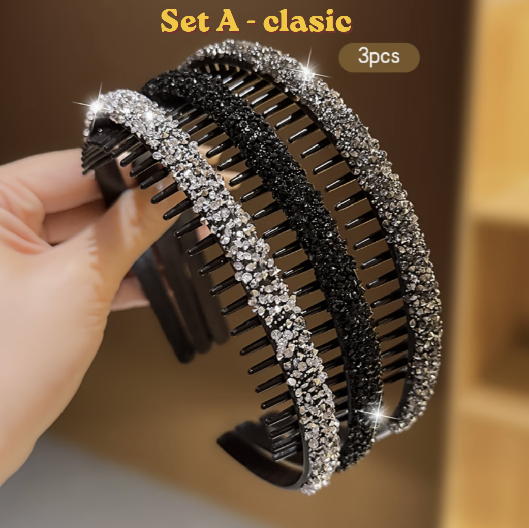 Set 3 Bentițe Elegante cu Cristale