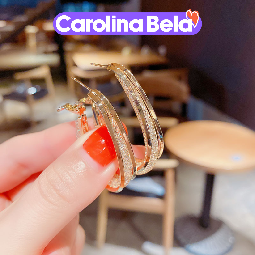 Cercei ovali de lux cu strasuri | Carolina Bela™