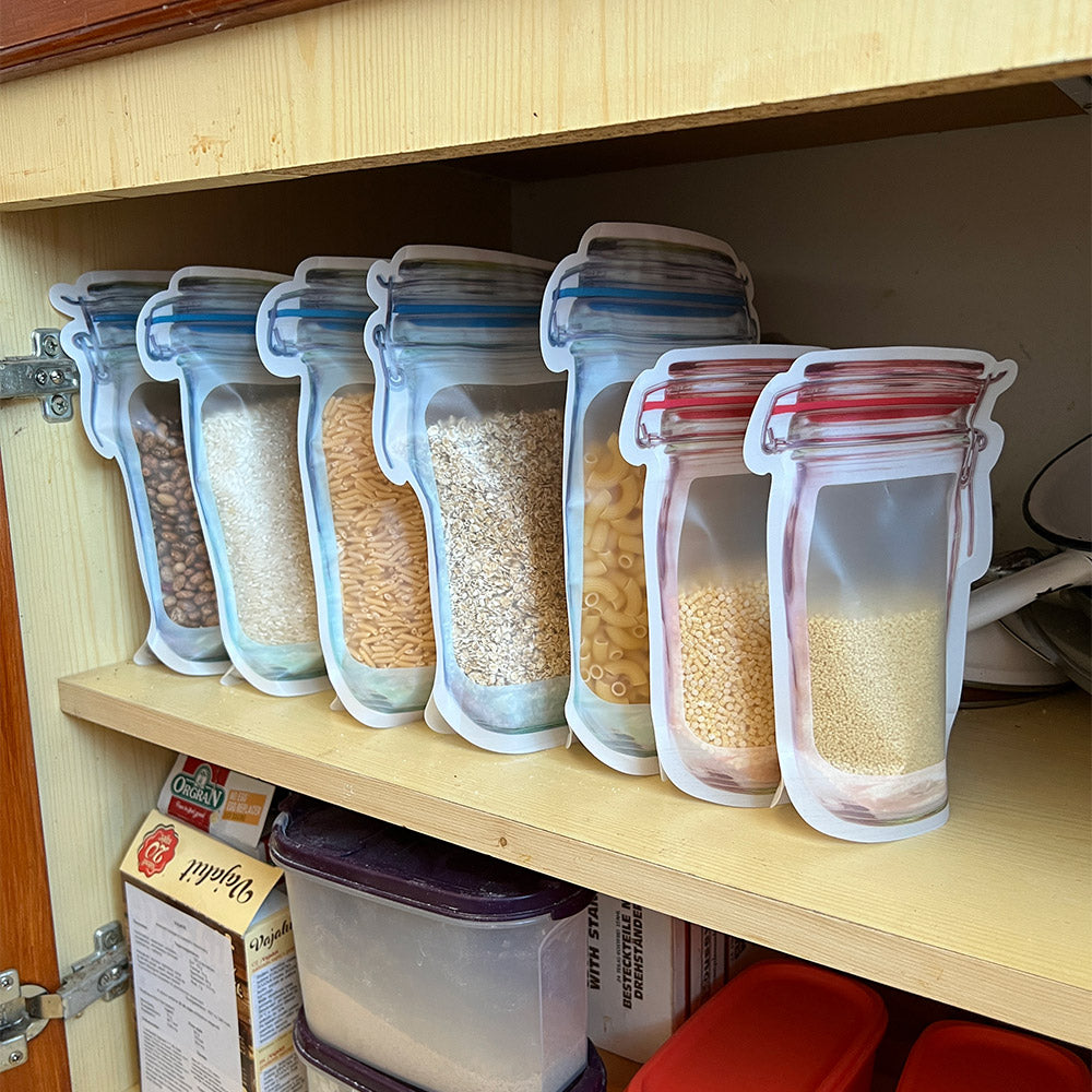 Set 8 pungi sigilabile pentru alimente – model borcan