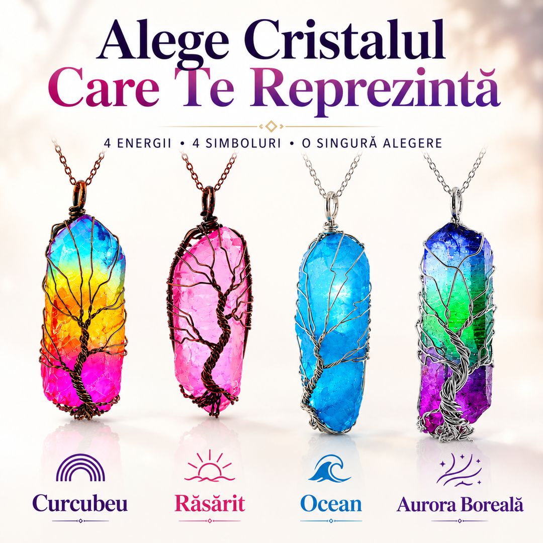 Lănțișor cu Pandantiv din Cristal Energetic – Arborele Vieții
